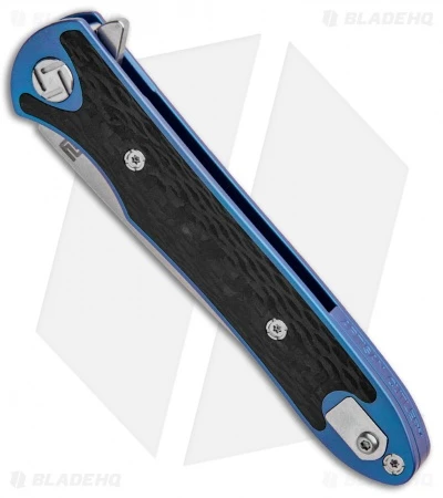 Artisan Cutlery Shark Frame Lock Knife CF/Blue Ti (3" Stonewash) 1707GS-BU - Image 2