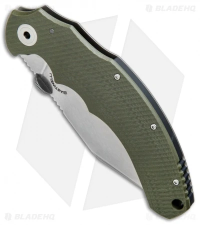Bastinelli Big Dragotac Titanium Framelock Knife Green G-10 (4.5" Stonewash) - Image 2