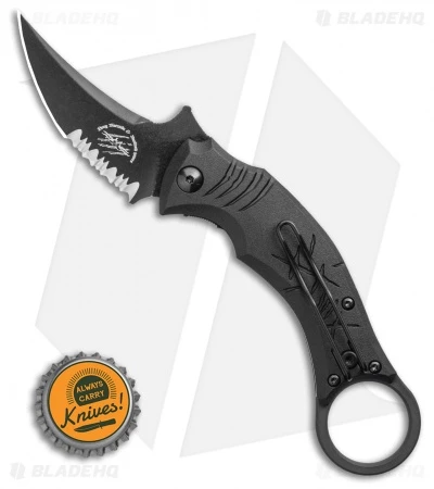 Bastinelli Creations Mako Folder Liner Lock Knife Black FRN (2.5" Black Serr) - Image 4