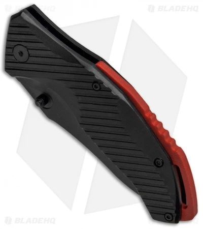 Bear Edge 4.5" Spring Assisted Knife Black W/ Red Backspacer (4.5" Black) - Image 2