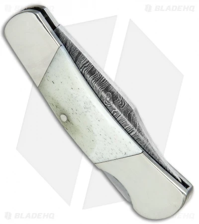 Bear & Son Cutlery Executive Lockback Knife Smooth Bone (2.25" Damascus) - Image 3