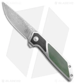 Begg Knives Diamici Liner Lock Knife G-10 Inlay Black/Green (3" Satin) Damascus