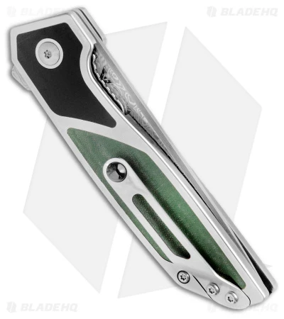 Begg Knives Diamici Liner Lock Knife G-10 Inlay Black/Green (3" Satin) Damascus - Image 3