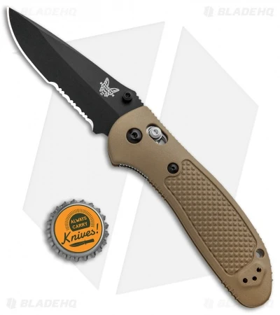 Benchmade Griptilian AXIS Lock Knife Sand (3.45" Black Serr) 551SBKSN-154CM - Image 3