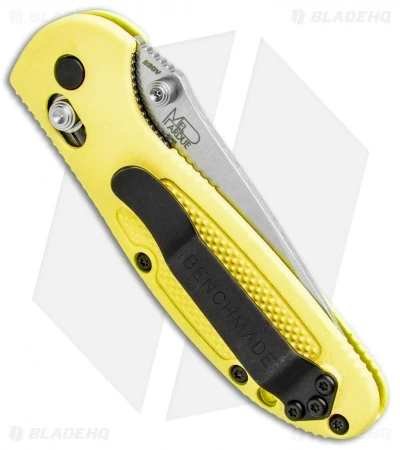 Benchmade Mini Griptilian AXIS Lock Knife Yellow (2.91" Satin Serr) S30V - Image 3