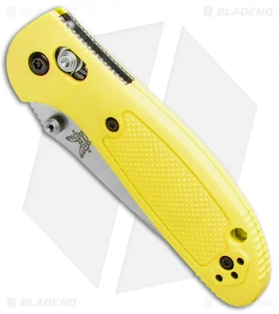 Benchmade Mini Griptilian AXIS Lock Knife Yellow (2.91" Satin Serr) S30V - Image 2