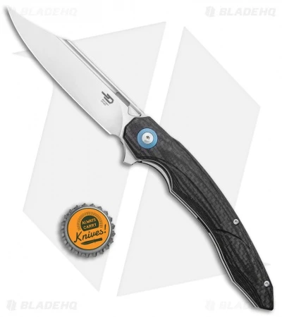 Bestech Knives Fanga Liner Lock Flipper Knife CF/Black G-10 (4" Satin) - Image 4
