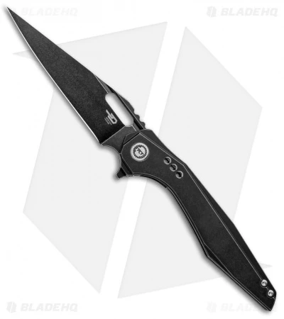 Bestech Knives Malware Frame Lock Flipper Knife Ti Black (3.88" Black SW)