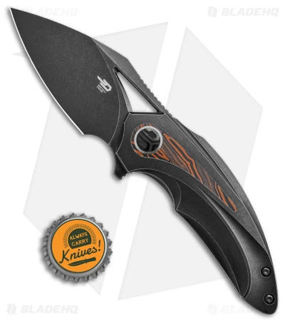 Bestech Knives Nuke Frame Lock Knife Black Ti/Orange G-10 Inlay (2.75" SW) - Image 4