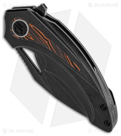 Bestech Knives Nuke Frame Lock Knife Black Ti/Orange G-10 Inlay (2.75" SW) - Image 2