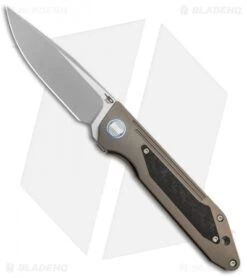 Bestech Knives Shinkansen Frame Lock Front Flipper Bronze Ti/CF (3.6" Blasted)