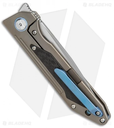 Bestech Knives Shinkansen Frame Lock Front Flipper Bronze Ti/CF (3.6" Blasted) - Image 3