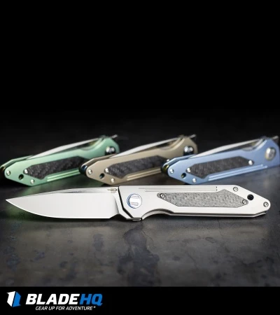 Bestech Knives Shinkansen Frame Lock Front Flipper Bronze Ti/CF (3.6" Blasted) - Image 5