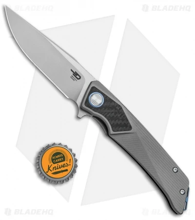 Bestech Knives Sky Hawk Frame Lock Flipper Knife Gray CF (3.6" Blasted) - Image 4