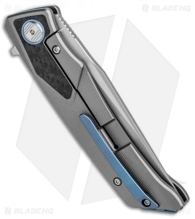 Bestech Knives Sky Hawk Frame Lock Flipper Knife Gray CF (3.6" Blasted) - Image 3