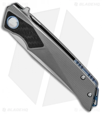 Bestech Knives Sky Hawk Frame Lock Flipper Knife Gray CF (3.6" Blasted) - Image 2