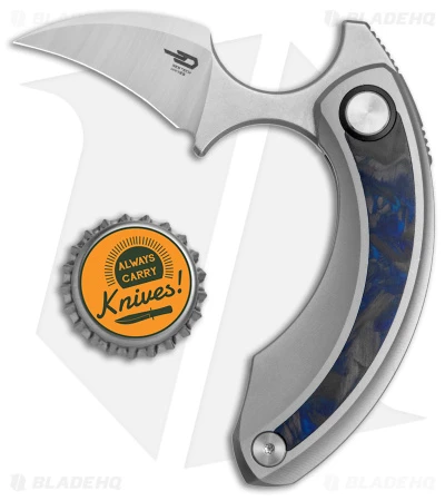 Bestech Knives STRELIT Frame Lock Knife Titanium Blue Carbon Fiber (2.2" SW) - Image 4