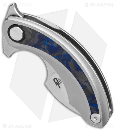 Bestech Knives STRELIT Frame Lock Knife Titanium Blue Carbon Fiber (2.2" SW) - Image 2