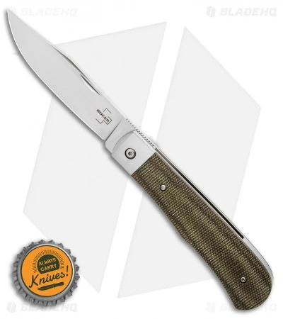 Boker Plus Bonfire Front Flipper Knife Green Canvas Micarta (3.4" Satin) - Image 4