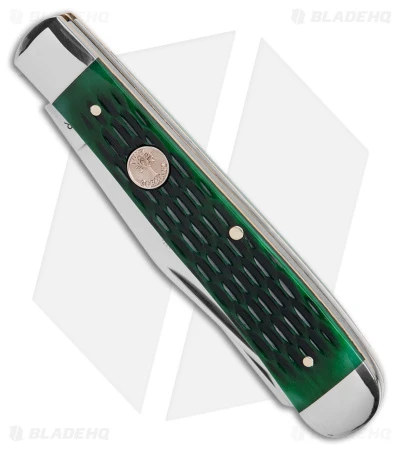 Boker Trapper Traditional Pocket Knife Jigged Green Bone (Polish D2) - Image 2