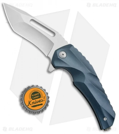 Brous Blades & Mikkel Willumsen Reloader Flipper Knife Blue Al (3.6" Satin) - Image 4