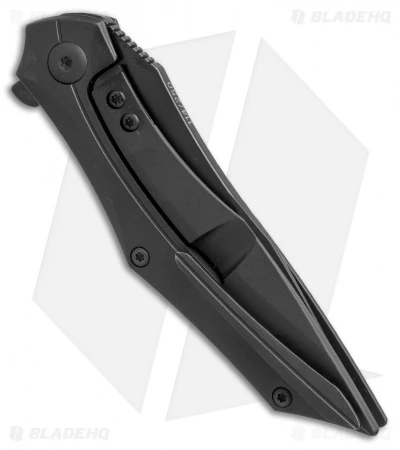 Brous Blades Razorback Frame Lock Flipper Knife Black Titanium (3" Blackout) - Image 3