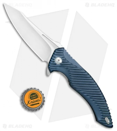 Brous Blades Tanium Design T4 Flipper Knife Blue Aluminum (4" Satin) - Image 4
