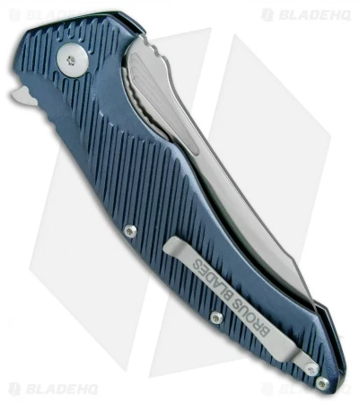 Brous Blades Tanium Design T4 Flipper Knife Blue Aluminum (4" Satin) - Image 3