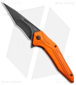 Brous Blades Tyrant Liner Lock Flipper Knife Orange (4" Acid Stonewash)