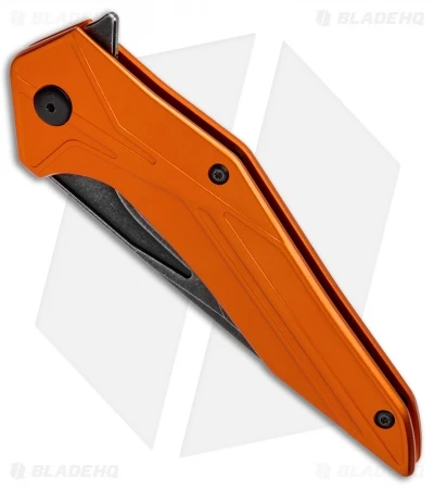 Brous Blades Tyrant Liner Lock Flipper Knife Orange (4" Acid Stonewash) - Image 2