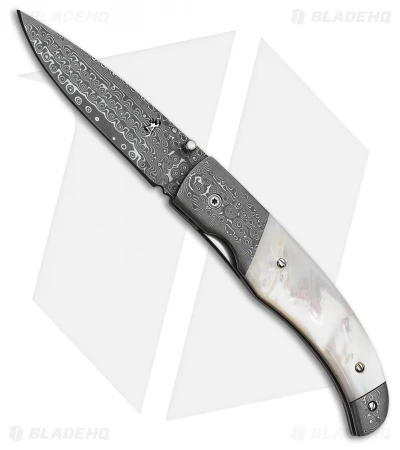 Browning Damascus Manual Folding Knife White Pearl (3" Damascus) 3220241