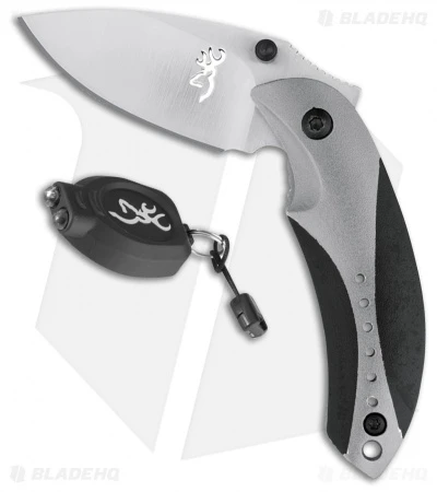 Browning Light Minnow Combo Liner Lock Knife W/ Keychain Flashlight Gray