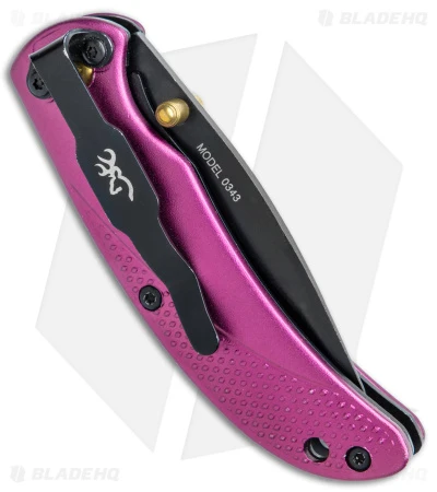 Browning Prism 3 Liner Lock Knife Purple Aluminum (2.4" Black) - Image 3