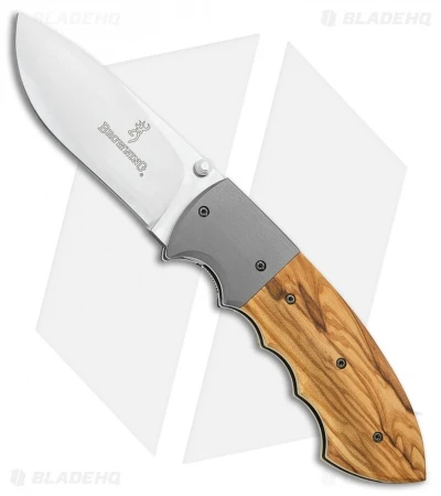 Browning Pro Staff Liner Lock Knife Olive Wood (3.375" Satin)