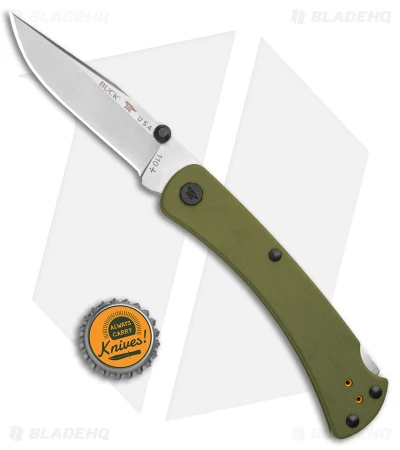 Buck 110 Slim Pro TRX Lockback Knife OD Green G-10 (3.75" Satin) 0110GRS3 - Image 4