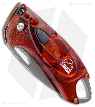 Buck Knives Buck Lumina LED Liner Lock Knife Translucent Red (3" Satin Serr) - Image 2