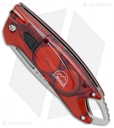 Buck Knives Buck Lumina LED Liner Lock Knife Translucent Red (3" Satin Serr) - Image 5
