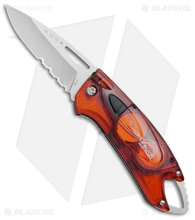 Buck Knives Buck Lumina LED Liner Lock Knife Translucent Red (3" Satin Serr) - Image 3