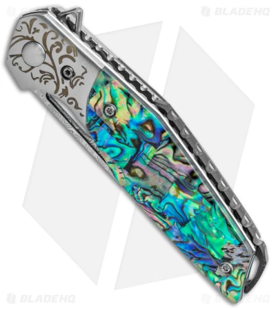 Buck N Bear Abalone Flipper Knife (3" Damascus) - Image 2