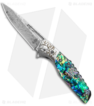 Buck N Bear Abalone Flipper Knife (3" Damascus)