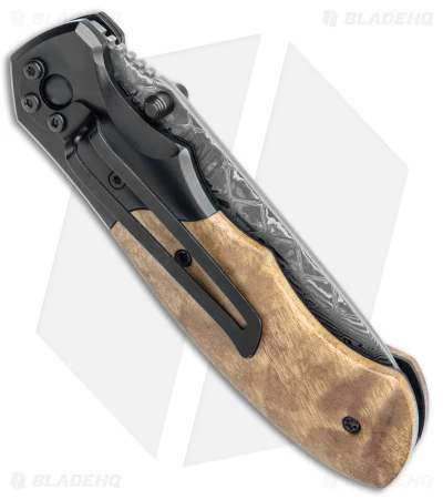 Buck N Bear Army Liner Lock Folder Knife Burlwood (3.25" Damascus) - Image 3