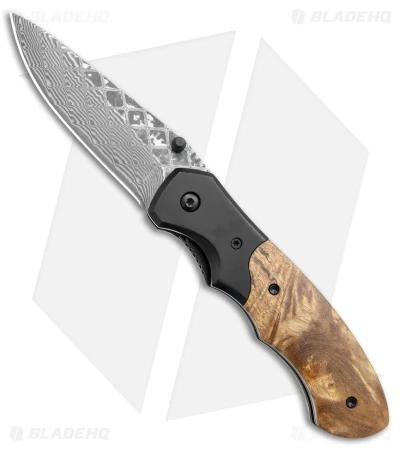 Buck N Bear Army Liner Lock Folder Knife Burlwood (3.25" Damascus)