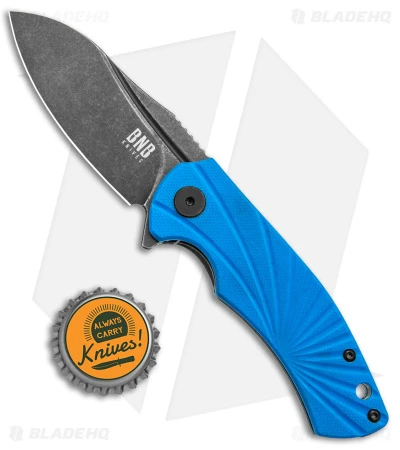 Buck N Bear Blue Fin Frame Lock Knife Titanium/Blue G-10 (3" Black SW) - Image 4
