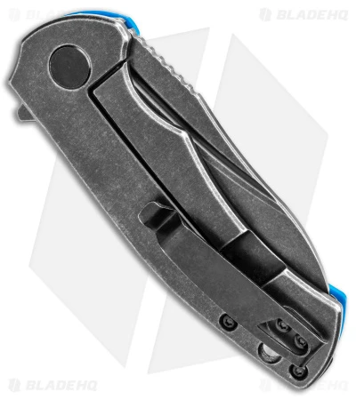 Buck N Bear Blue Fin Frame Lock Knife Titanium/Blue G-10 (3" Black SW) - Image 3