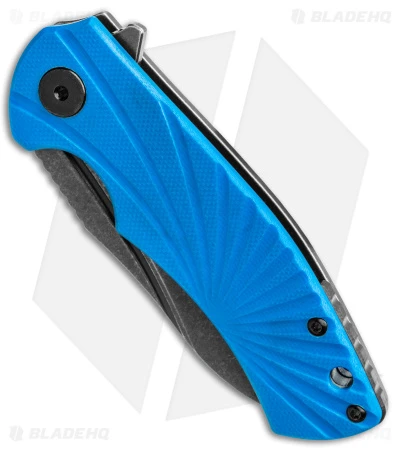 Buck N Bear Blue Fin Frame Lock Knife Titanium/Blue G-10 (3" Black SW) - Image 2