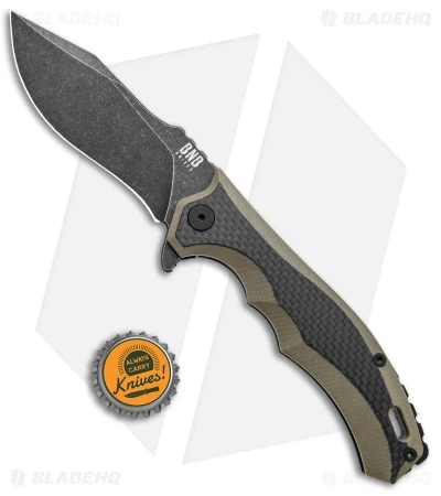 Buck N Bear EDC Diesel Frame Lock Knife CF/OD Green G-10 (4" Black SW) - Image 4