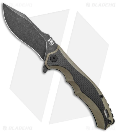 Buck N Bear EDC Diesel Frame Lock Knife CF/OD Green G-10 (4" Black SW)
