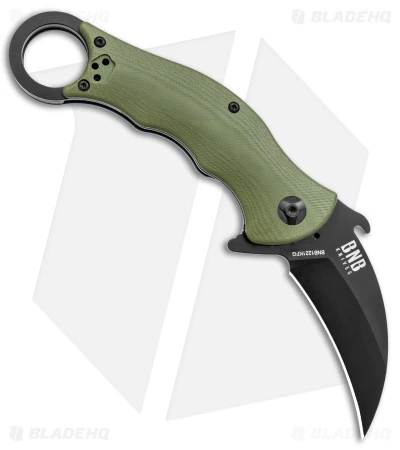 Buck N Bear Tactical Karambit Liner Lock Knife Green G-10 (2.5" Black) - Image 2