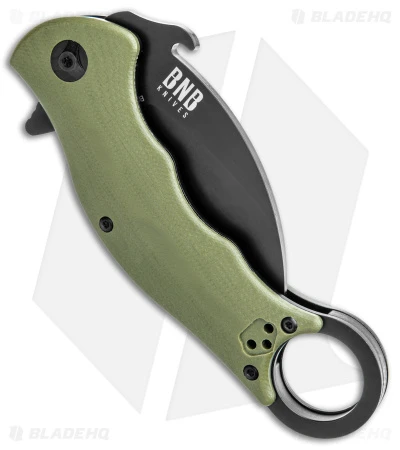 Buck N Bear Tactical Karambit Liner Lock Knife Green G-10 (2.5" Black) - Image 4