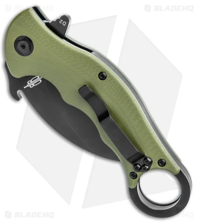 Buck N Bear Tactical Karambit Liner Lock Knife Green G-10 (2.5" Black) - Image 3